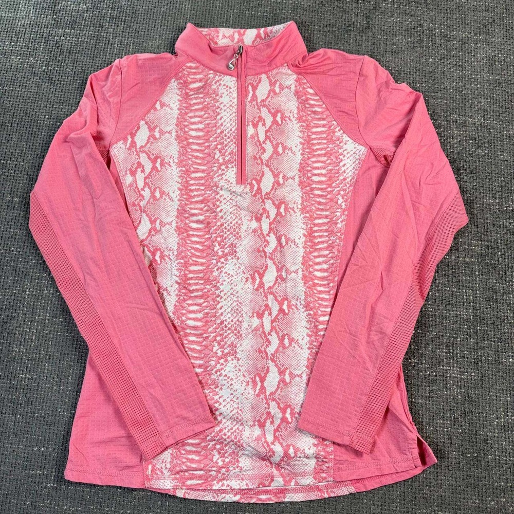 SanSoleil SolCool Performance Top Womens XS Pink Snakeskin UV 50+ Quarter Zip